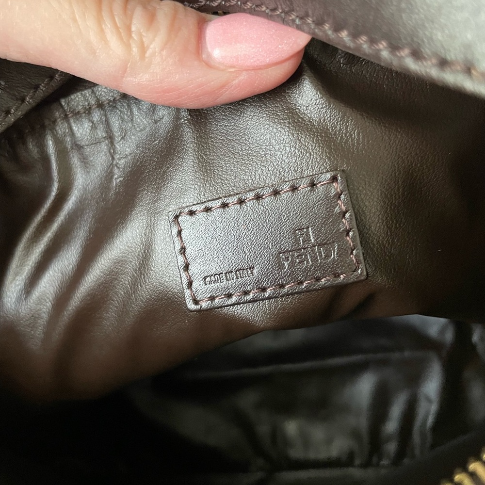 Fendi Brown and Dark Brown Zucca Logo Wristlet - Picture 7 of 13